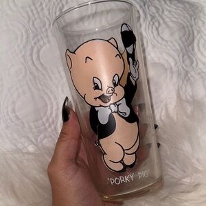 Pepsi Collector Series 1973 Glass with Porky Pig Cartoon Design